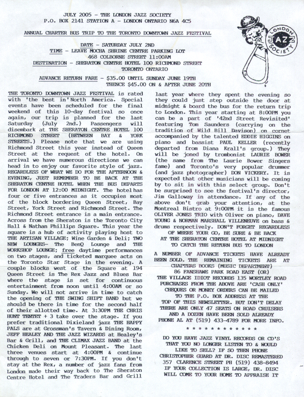 July, 2005 LJS Newsletter Page One