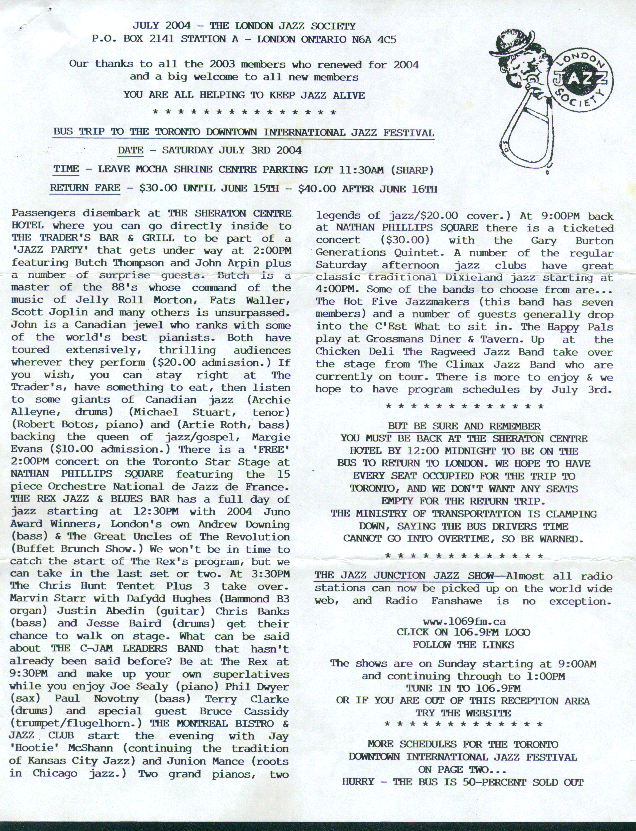 July, 2004 LJS Newsletter Page One