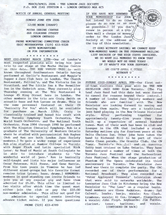 Mar/Apr, 2006 LJS Newsletter Page One