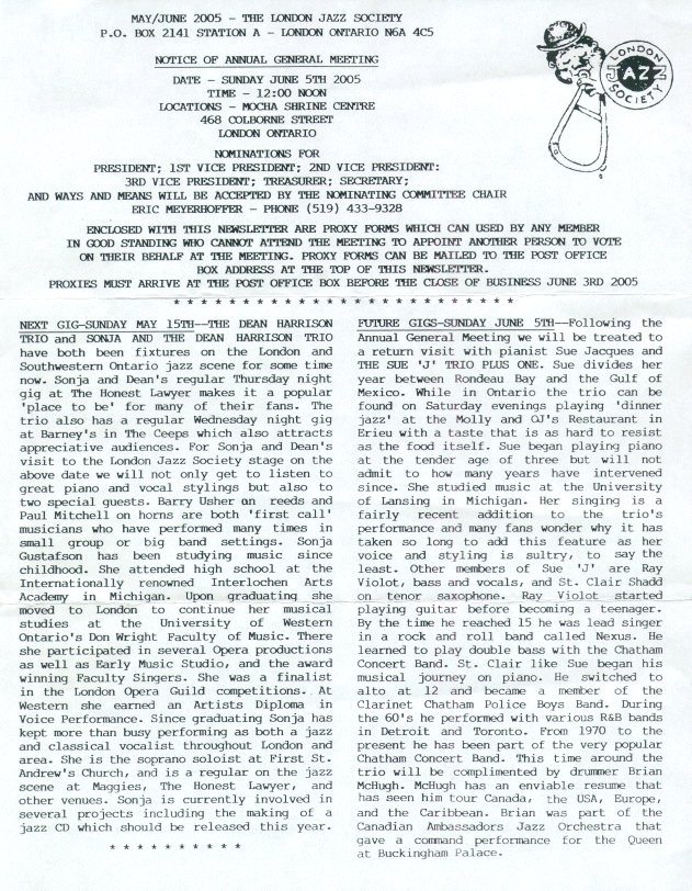 May/Jun, 2005 LJS Newsletter Page One
